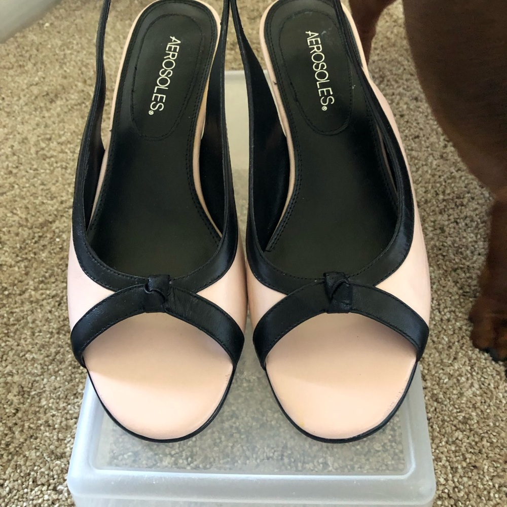 Aerosols two tone pink & black sling back shoes